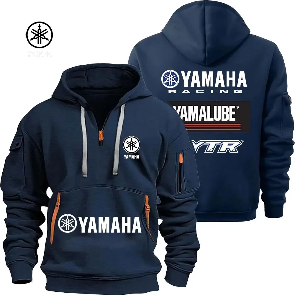 Yamaha YamaLube Logo Motorcycle Racing Team Men Half Zipper Hoodie Spring Male Sweatshirt Fashion Sports Men's Pullover Clothes