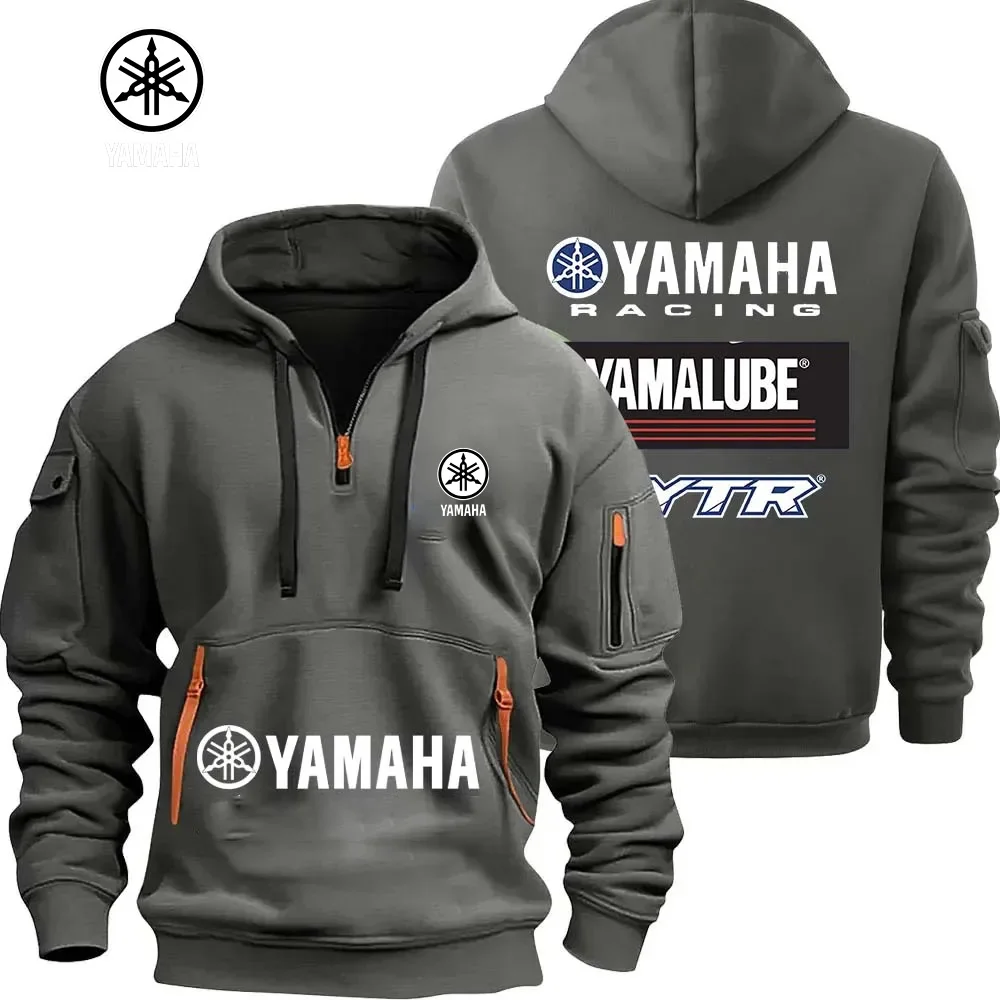 Yamaha YamaLube Logo Motorcycle Racing Team Men Half Zipper Hoodie Spring Male Sweatshirt Fashion Sports Men's Pullover Clothes
