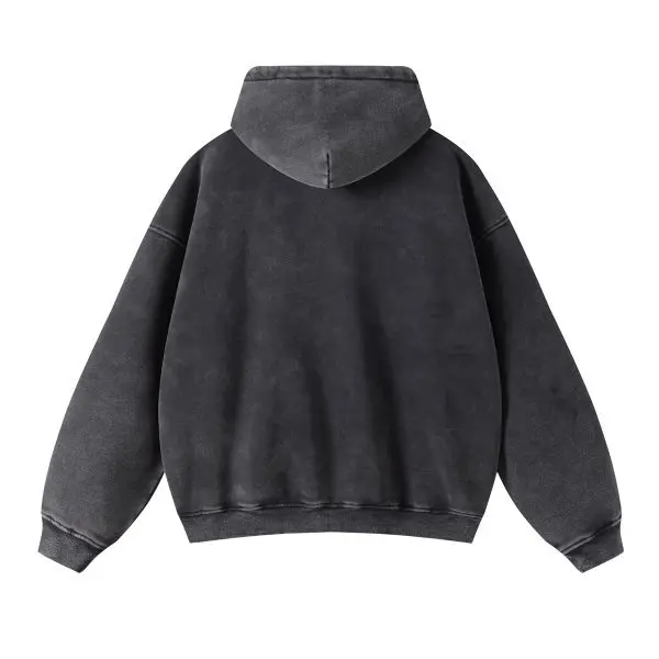 Spring Autumn New Fahsion Men's Casual Trendy Loose Solid Color Waxed Hooded Hoodies American Zipper Washed Vintage Coat Male