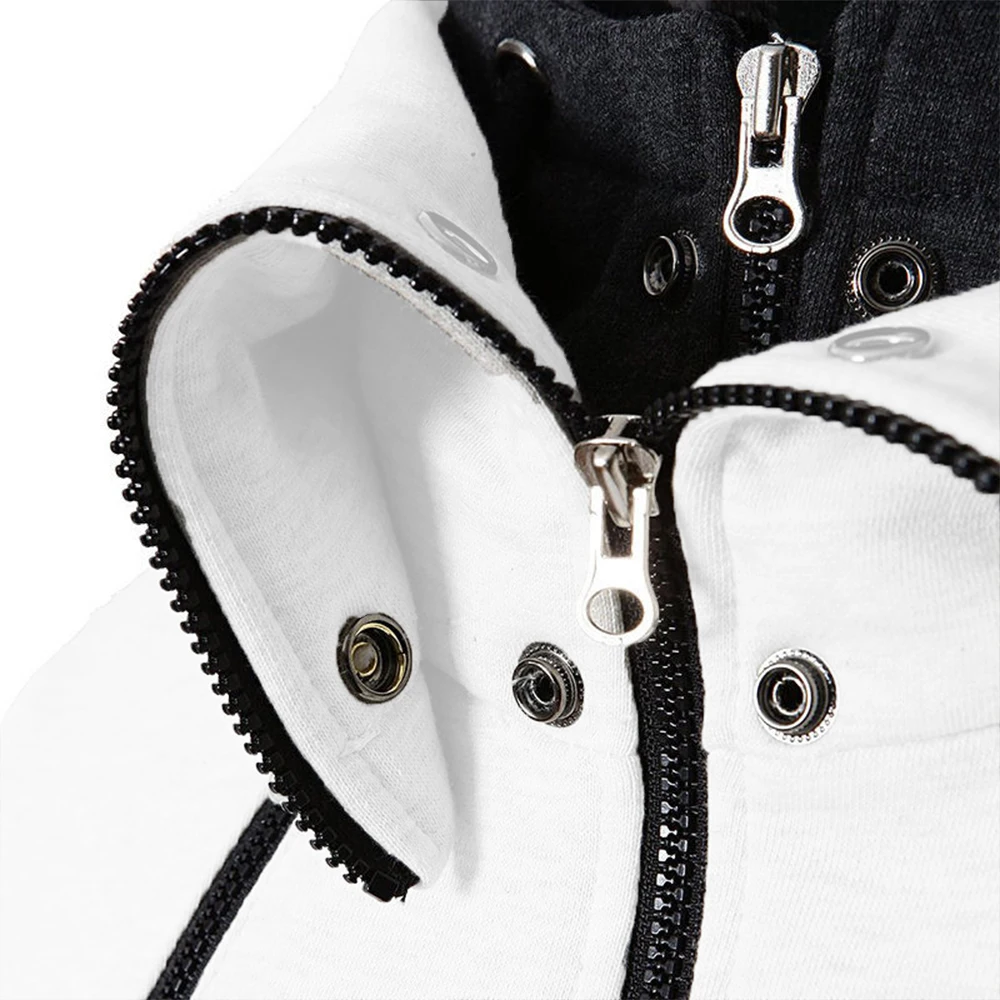 Zipper Men Jackets Autumn Winter Casual Fleece Coats Bomber Jacket Scarf Collar Fashion Hooded Male Outwear Slim Fit Hoody
