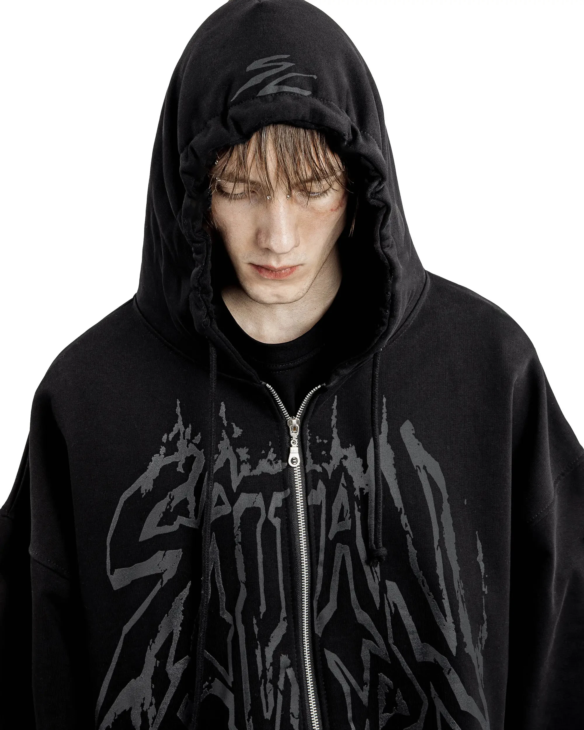 Y2K Retro Hoodie Men's Satan Club Print STNCLB Zip Pullover Sweatshirts High Street Hip Hop Streetwear Oversized Clothing Jacket