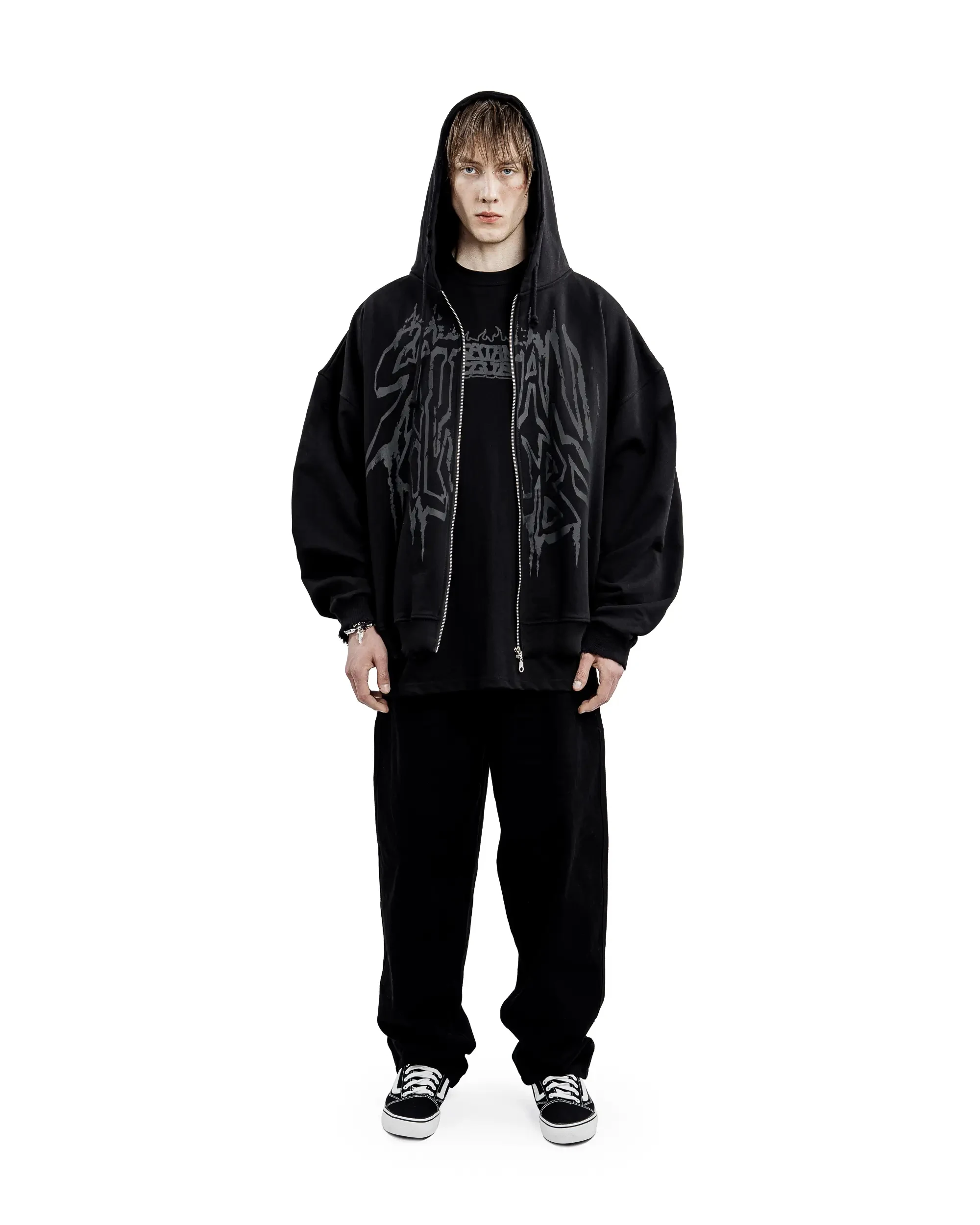 Y2K Retro Hoodie Men's Satan Club Print STNCLB Zip Pullover Sweatshirts High Street Hip Hop Streetwear Oversized Clothing Jacket