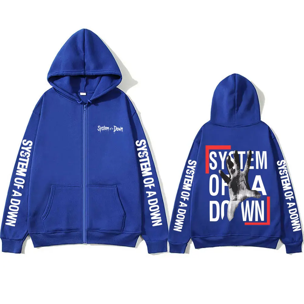 System of A Down Zipper Hoodie Men Women Rock Vintage Fleece Zip Up Jacket Men's 90s Alternative Metal Merch Zip Up Sweatshirt