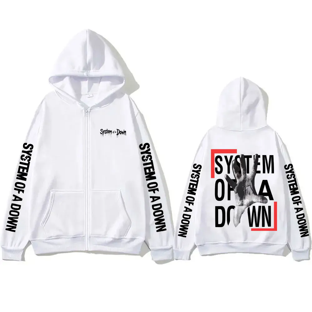 System of A Down Zipper Hoodie Men Women Rock Vintage Fleece Zip Up Jacket Men's 90s Alternative Metal Merch Zip Up Sweatshirt