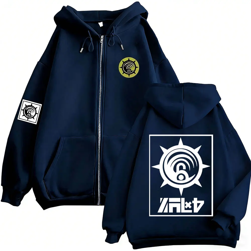 Anime Gachiakuta Enjin Same Style Zipper Hoodie Men Women Casual Oversized Zip Up Jacket Unisex Manga Cosplay Zip Up Sweatshirts