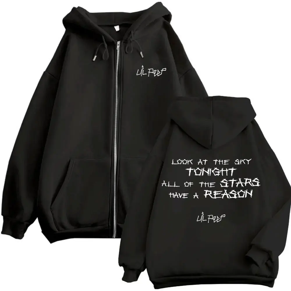 Lil Peep Look At The Sky Tonight All of The Stars Have A Reason Zipper Hoodie Men Women Hip Hop Fashion Pop Music Zip Up Jacket