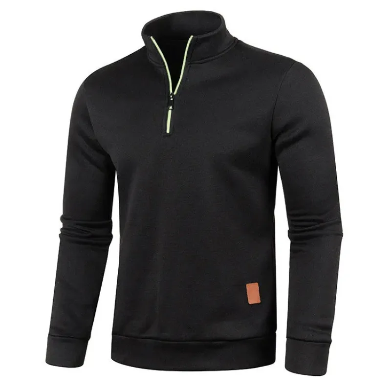 Animal Game Men's Half Zipper Sweatshirts Long Sleeve Solid Pullover Turtleneck Streetwear Warm Jacket Sport Coats Outerwear