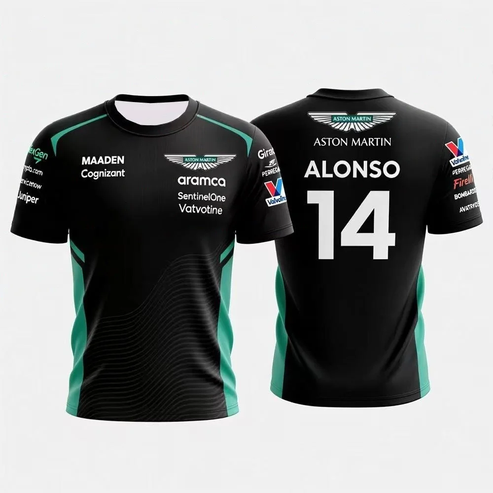 2026 Fernando Alonso No.14 Aston Martin Classic Racing Short-Sleeve T-Shirt Quick-Dry Breathable Motorcycle Riding