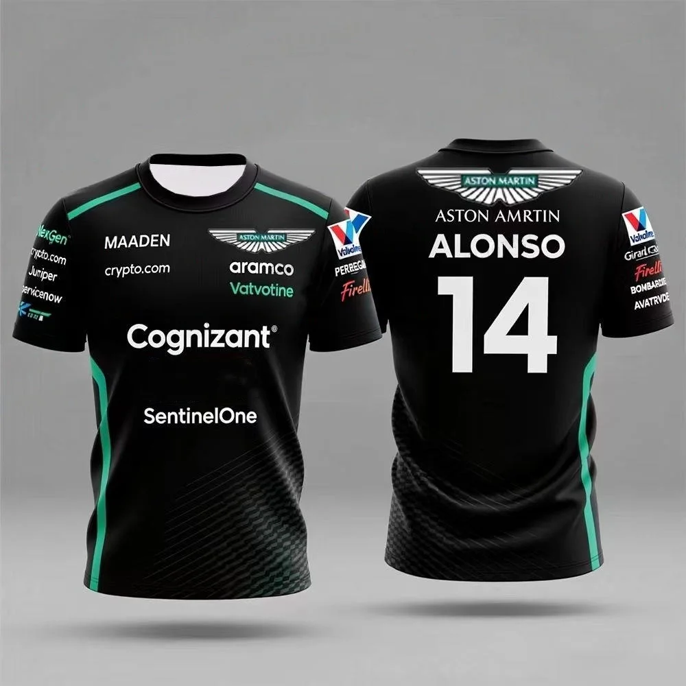 2026 Fernando Alonso No.14 Aston Martin Classic Racing Short-Sleeve T-Shirt Quick-Dry Breathable Motorcycle Riding
