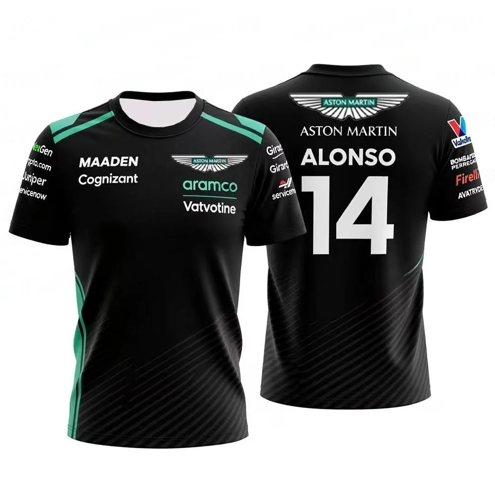2026 Fernando Alonso No.14 Aston Martin Classic Racing Short-Sleeve T-Shirt Quick-Dry Breathable Motorcycle Riding