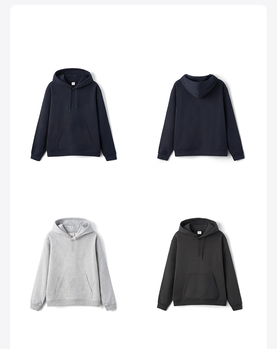 SIMWOOD 2026 Autumn Winter New Oversized Hoodie 340gsm Carbon Brushed Lining Fabric Sweatshirt Basic Embroidery Logo Pullover