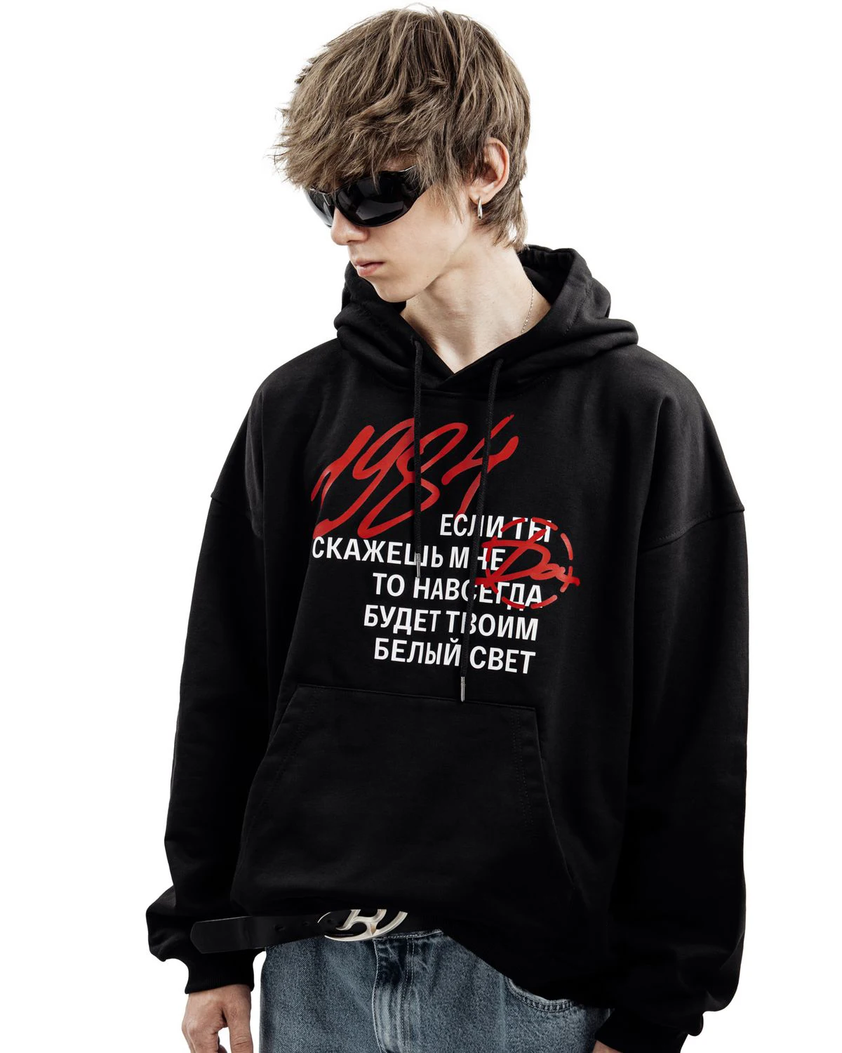 Harajuku Streetwear Pullovers Men's Hoodies 1984 Graphic Letter Print Hooded Loose Sweatshirts Hip Hop Aesthetic Tops Gothic Y2k