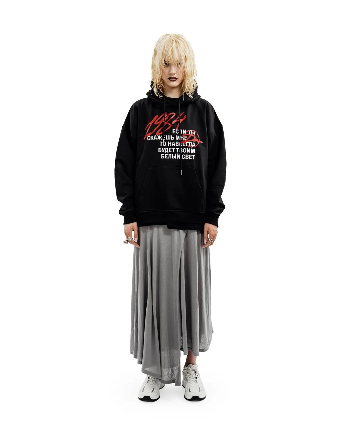 Harajuku Streetwear Pullovers Men's Hoodies 1984 Graphic Letter Print Hooded Loose Sweatshirts Hip Hop Aesthetic Tops Gothic Y2k