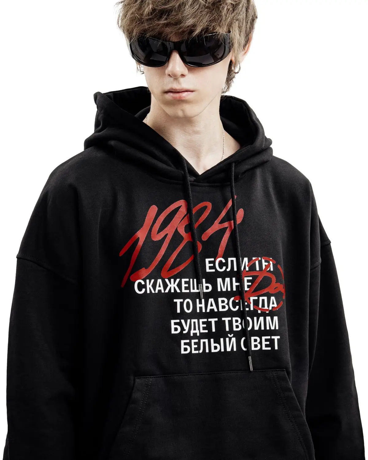 Harajuku Streetwear Pullovers Men's Hoodies 1984 Graphic Letter Print Hooded Loose Sweatshirts Hip Hop Aesthetic Tops Gothic Y2k