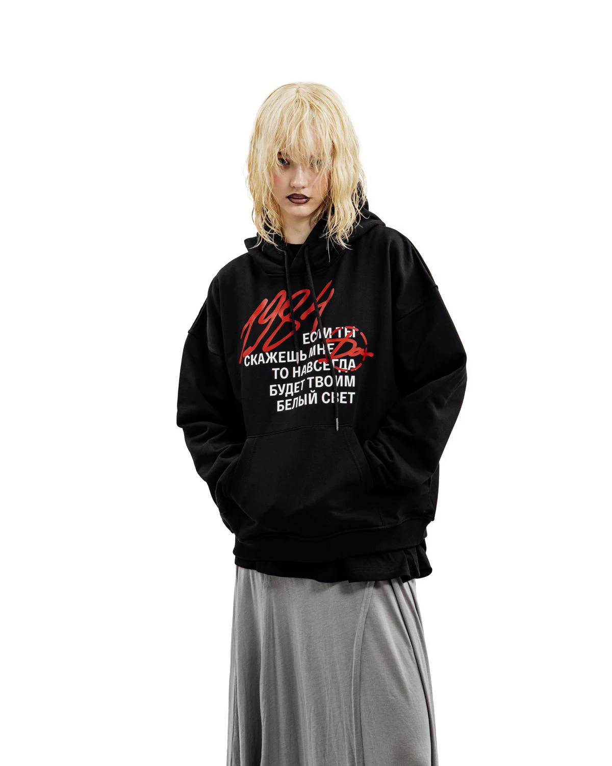 Harajuku Streetwear Pullovers Men's Hoodies 1984 Graphic Letter Print Hooded Loose Sweatshirts Hip Hop Aesthetic Tops Gothic Y2k