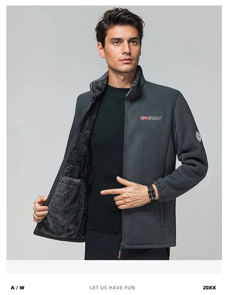 Men Tactical Softshell Fleece Hiking Hoodies Soft Polar Fleece Jacket Men Winter Bomber Jacket Men Thickened Cardigan Hoodies