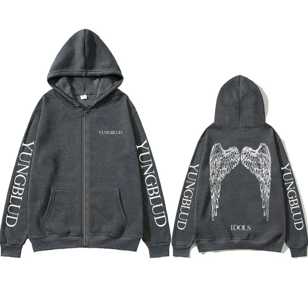 Yungblud IDOLS Wings Album Tour 2025 Zipper Hoodie Male Oversized Zip Up Jacket Men Women Clothing Hip Hop Hoodies Streetwear