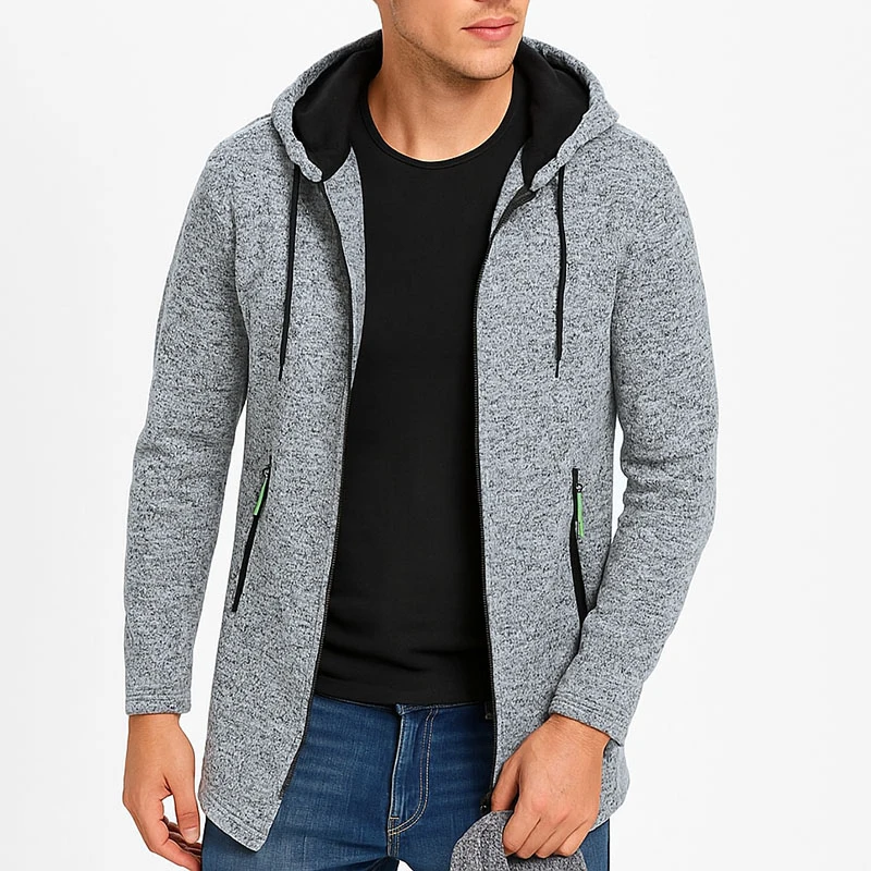Men Sweatshirts Casual Hooded for Men with Zip Pockets Full Zip Long Sleeve Sweatshirt Sports Hooded Jacket Oversize Outerwear
