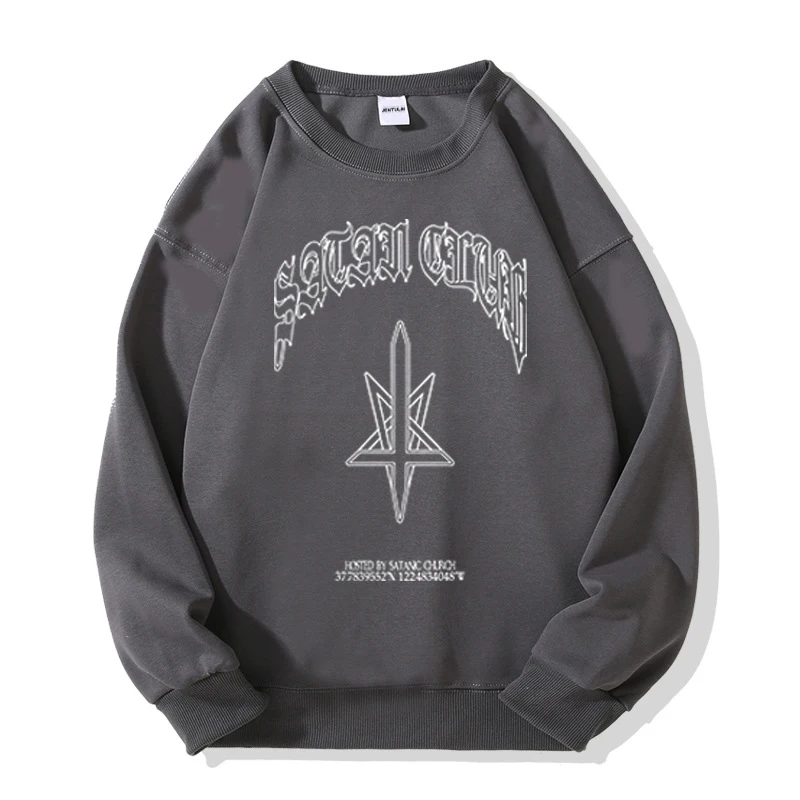 Hip Hop Streetwear Men Hoodies Satan Club Graphic Print Hooded Women Unisex Autumn Winter Punk Sweatshirts Y2K Coat Clothes Goth