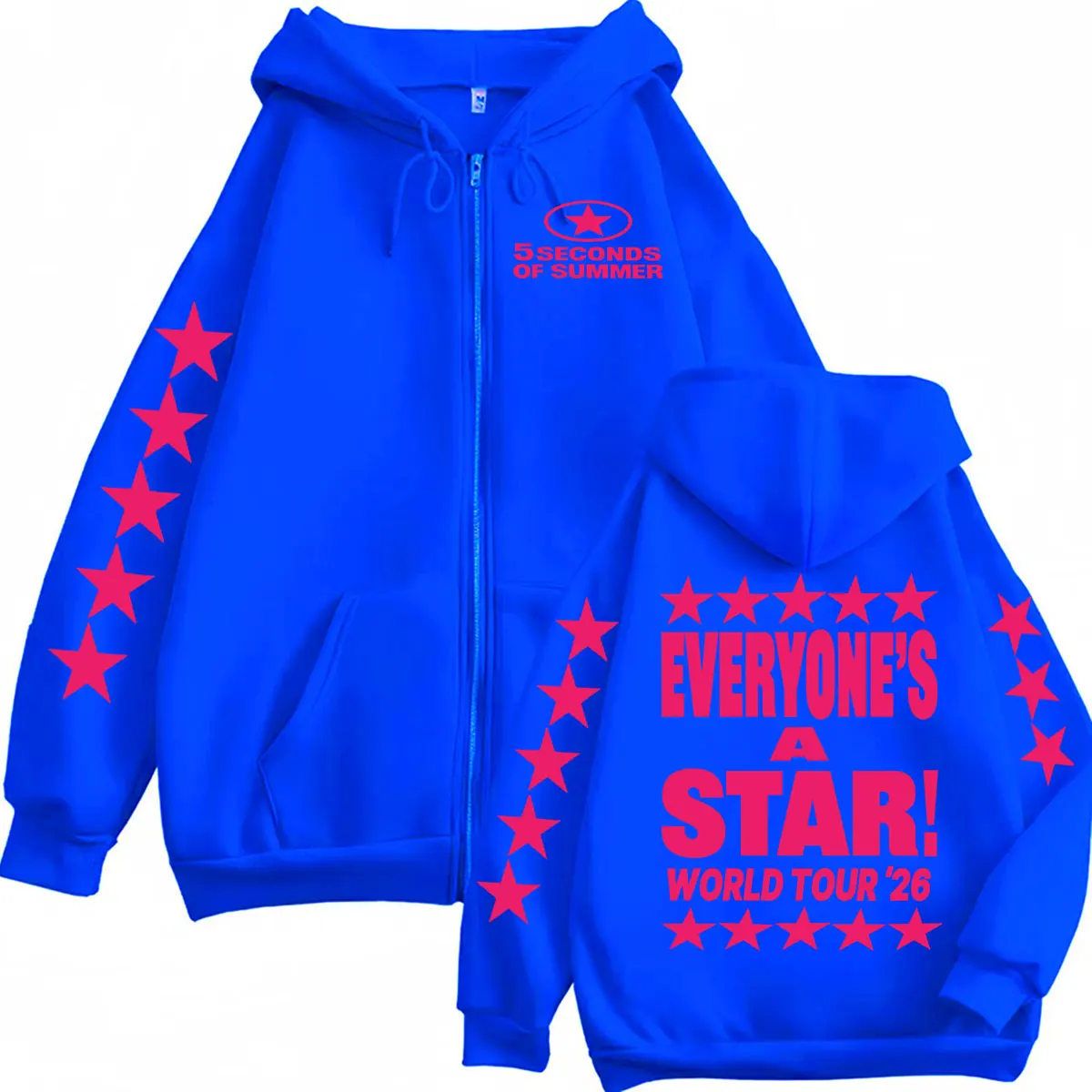 5 Seconds of Summer Everyone's A Star Zipper Hoodie Men Women Casual Fleece Jacket Sweatshirt Hip Hop Pop Music Zip Up Pullovers