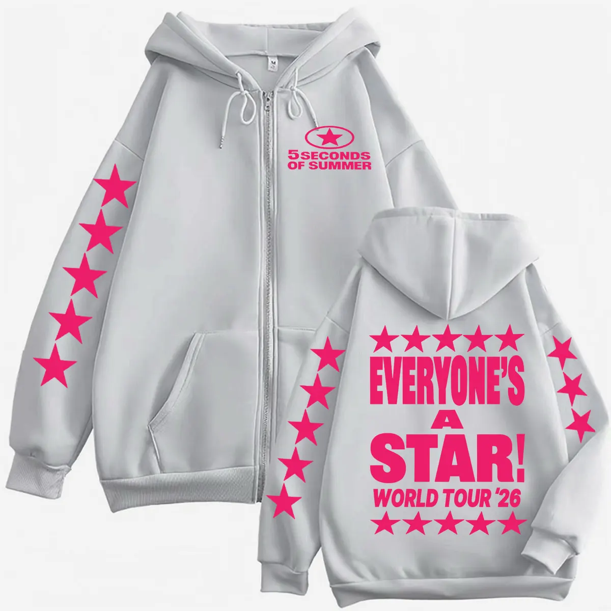 5 Seconds of Summer Everyone's A Star Zipper Hoodie Men Women Casual Fleece Jacket Sweatshirt Hip Hop Pop Music Zip Up Pullovers