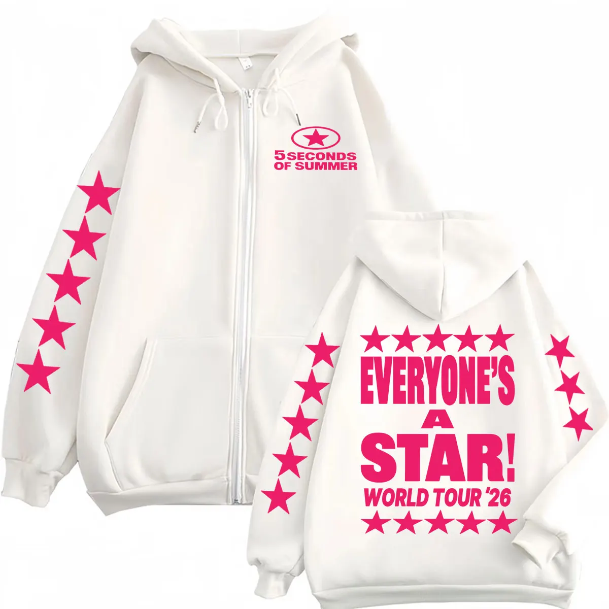 5 Seconds of Summer Everyone's A Star Zipper Hoodie Men Women Casual Fleece Jacket Sweatshirt Hip Hop Pop Music Zip Up Pullovers