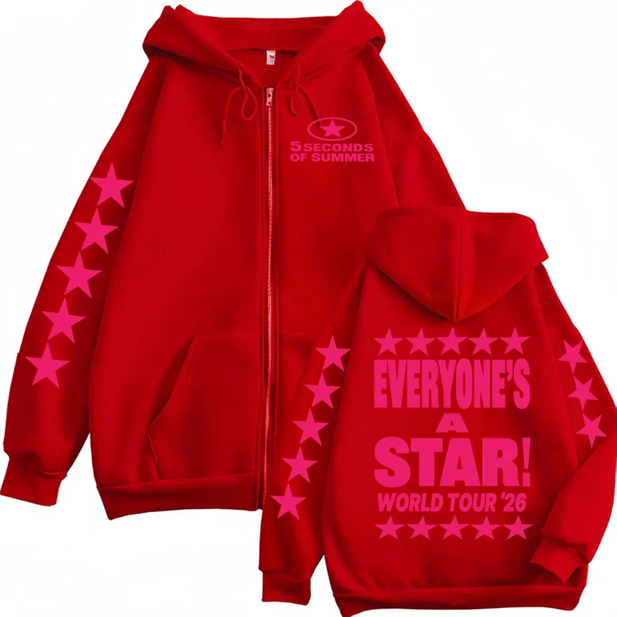 5 Seconds of Summer Everyone's A Star Zipper Hoodie Men Women Casual Fleece Jacket Sweatshirt Hip Hop Pop Music Zip Up Pullovers