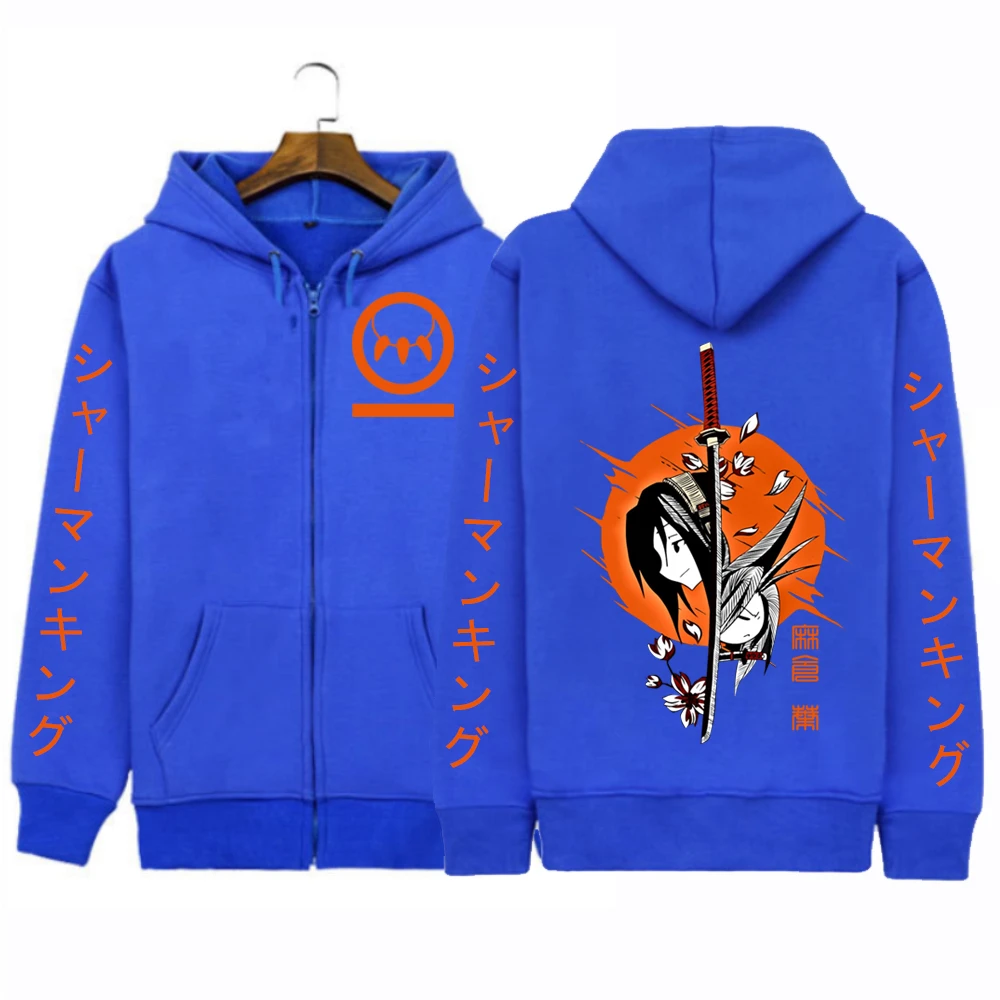 Anime Shaman King Yoh Asakura Zipper Hoodies Coat Cosplay Loog Sleeve Gift Clothes Student Men Women zipper jacket coats