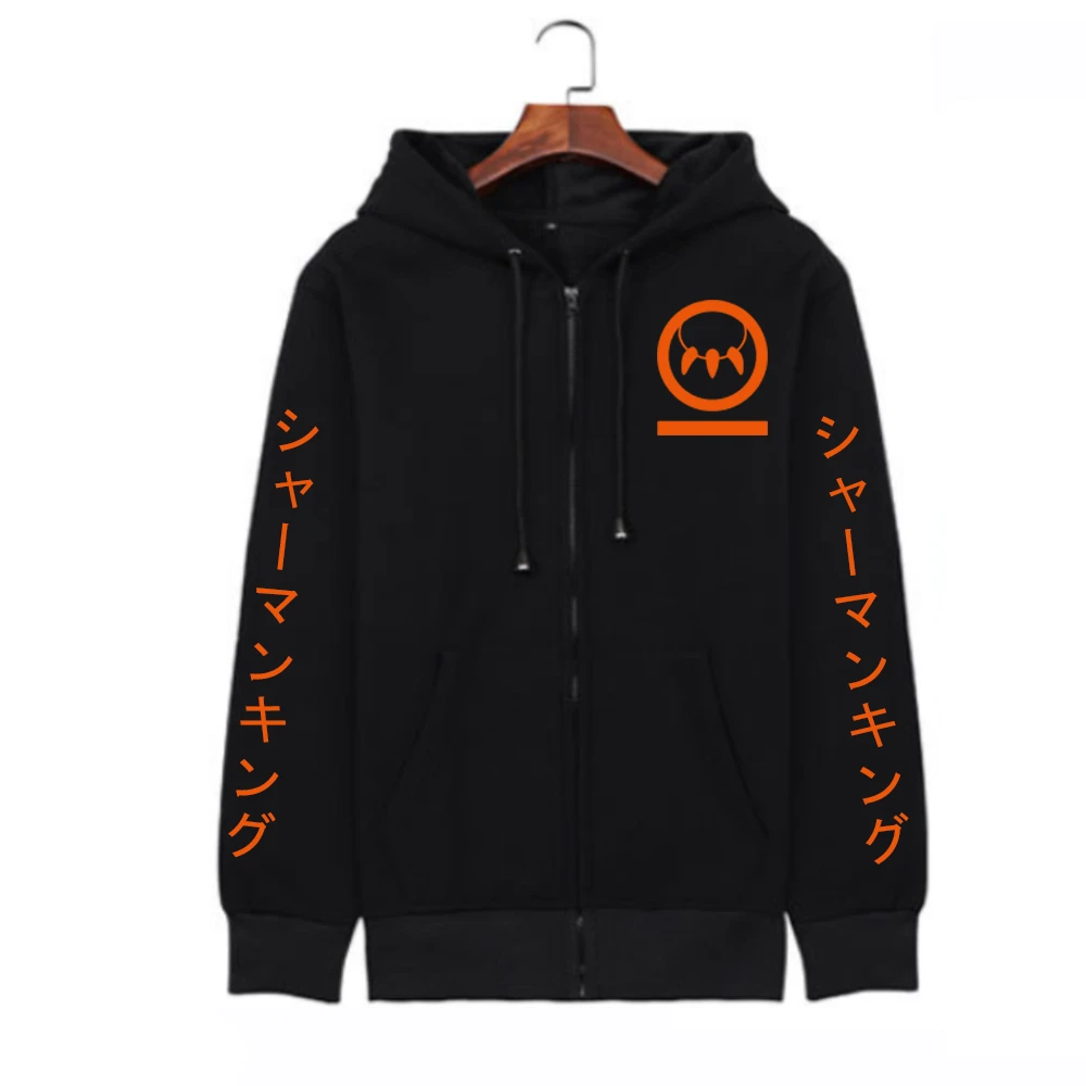 Anime Shaman King Yoh Asakura Zipper Hoodies Coat Cosplay Loog Sleeve Gift Clothes Student Men Women zipper jacket coats