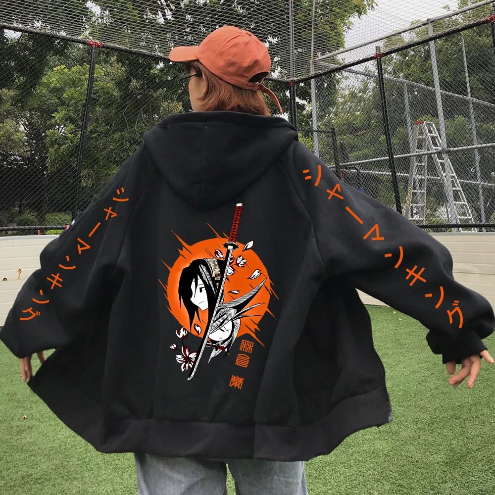 Anime Shaman King Yoh Asakura Zipper Hoodies Coat Cosplay Loog Sleeve Gift Clothes Student Men Women zipper jacket coats