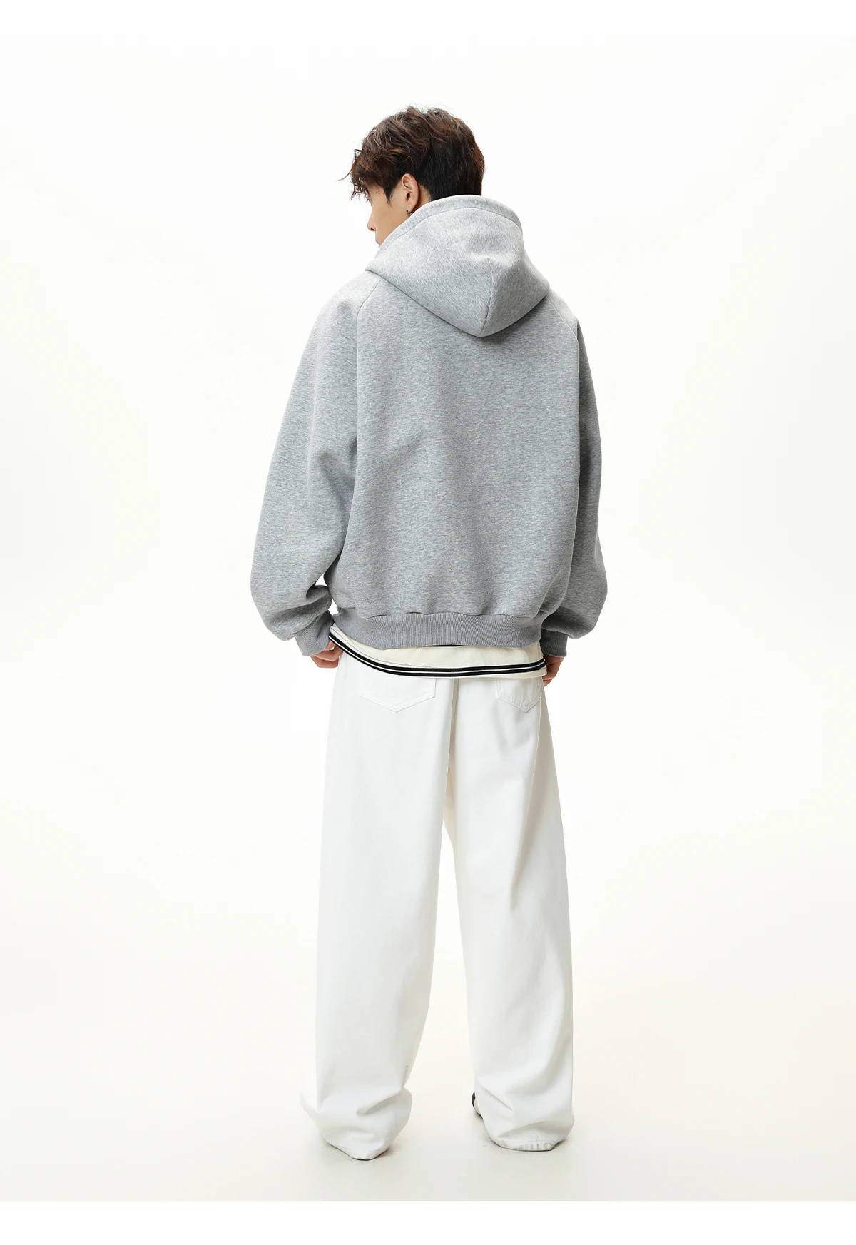 HANGLU 2025 Men Women Heavyweight Half Zip Hoodie Ribbed High Neck Minimalist Streetwear Couple Unisex Pullover Sweatshirt