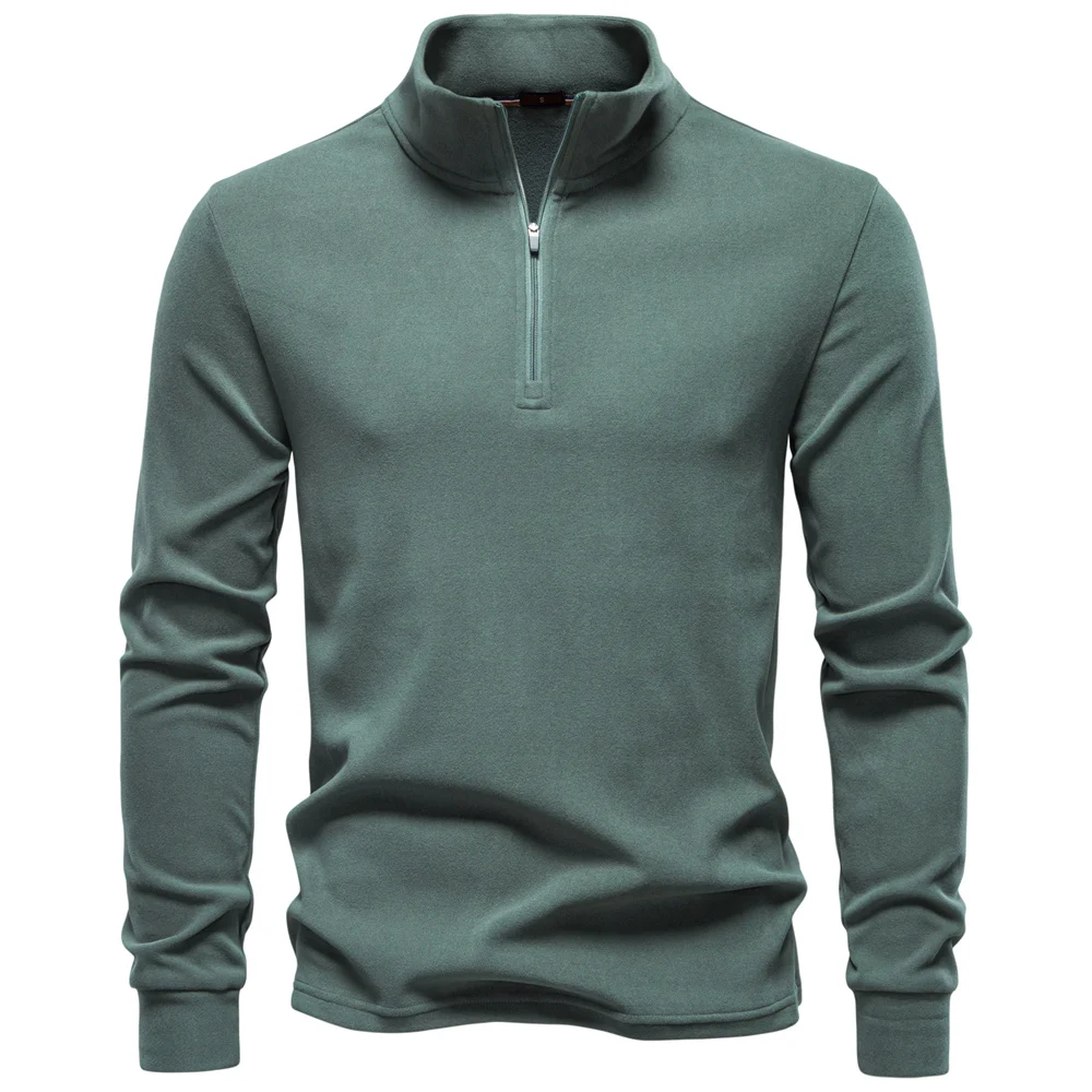 AIOPESON New Men Solid Color Zipper Soft Shell Sweatshirt Long Sleeve Breathable Warm Pullover Casual Streetwear Jacket