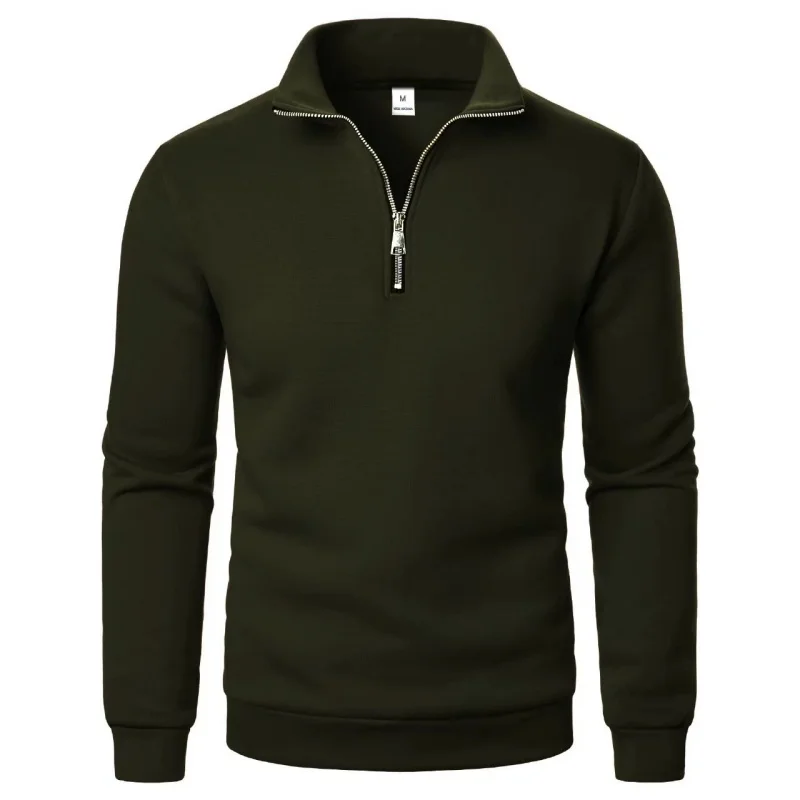 Spring Autumn new Casual Half Zipper stand collar sweatshirt Trend Simple slim men Pullover long sleeve tops Men's sweatshirt
