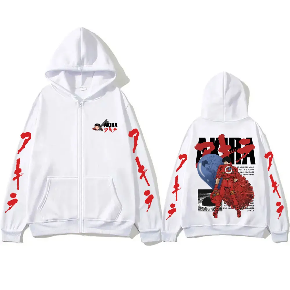 Japanese Science Fiction Cartoon Movie Anime Akira Shotaro Kaneda Merch Zipper Hoodie Men Women Vintage Oversized Zip Up Jacket