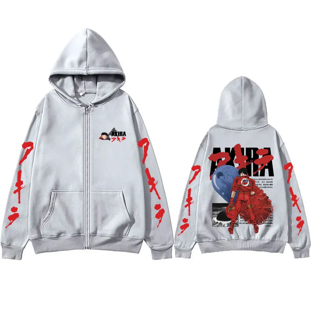 Japanese Science Fiction Cartoon Movie Anime Akira Shotaro Kaneda Merch Zipper Hoodie Men Women Vintage Oversized Zip Up Jacket