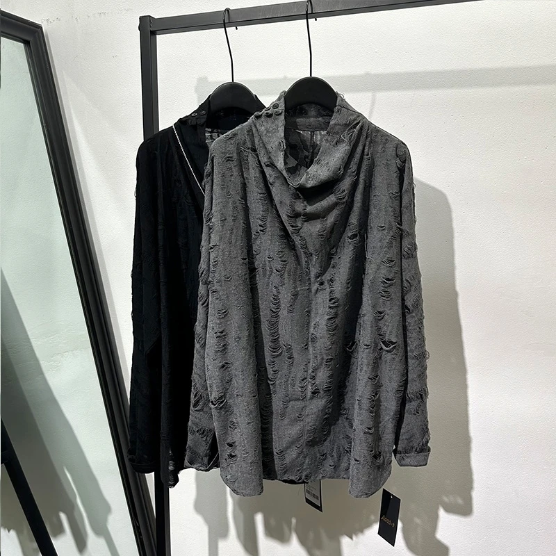 PFNW Men's Darkwear T-shirt Streetwear Breathable Loose High Necked Sweaters Popular Tide Hollow Out Design Spring Tops 21Z2946