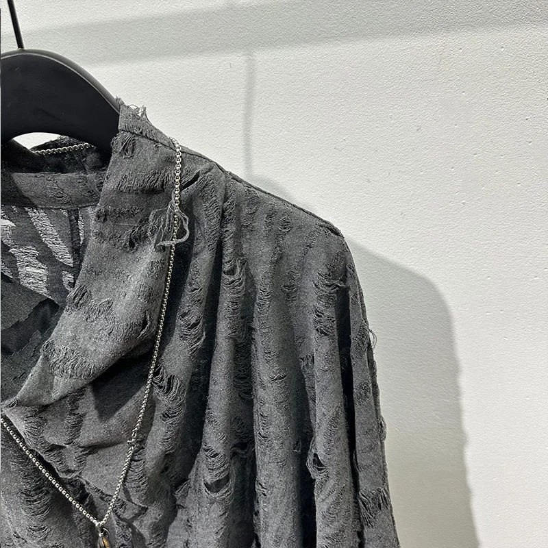 PFNW Men's Darkwear T-shirt Streetwear Breathable Loose High Necked Sweaters Popular Tide Hollow Out Design Spring Tops 21Z2946