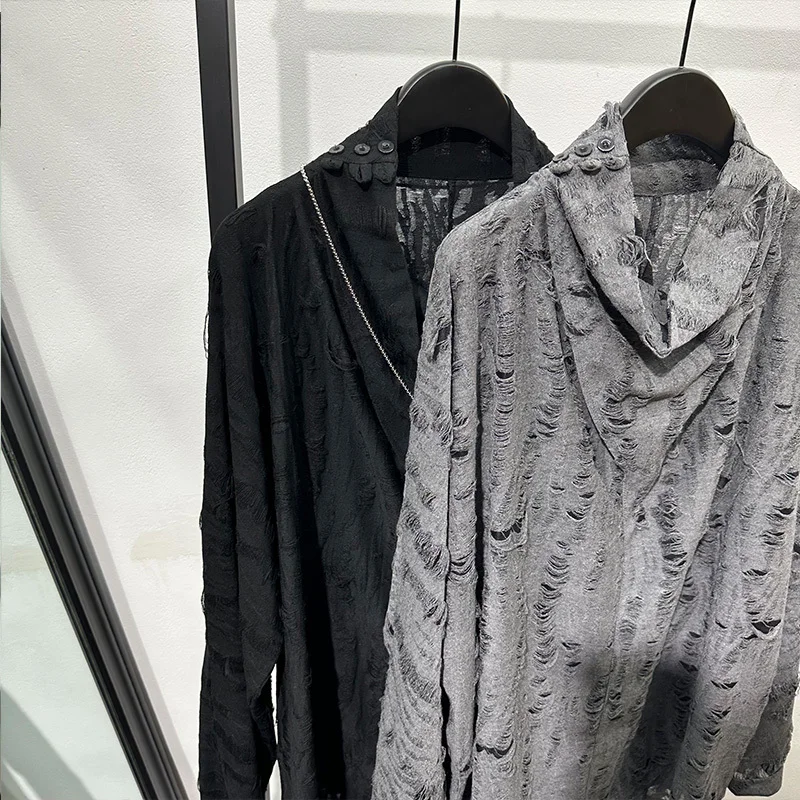 PFNW Men's Darkwear T-shirt Streetwear Breathable Loose High Necked Sweaters Popular Tide Hollow Out Design Spring Tops 21Z2946