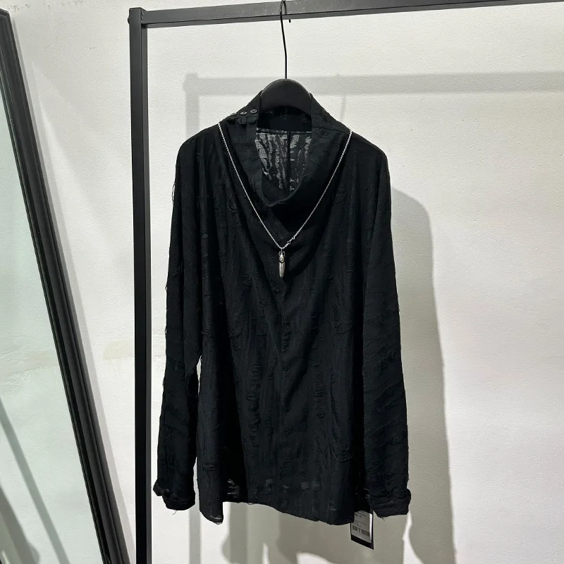 PFNW Men's Darkwear T-shirt Streetwear Breathable Loose High Necked Sweaters Popular Tide Hollow Out Design Spring Tops 21Z2946