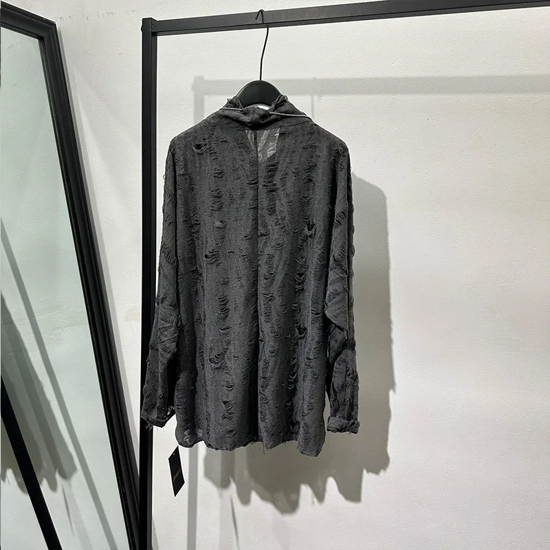 PFNW Men's Darkwear T-shirt Streetwear Breathable Loose High Necked Sweaters Popular Tide Hollow Out Design Spring Tops 21Z2946