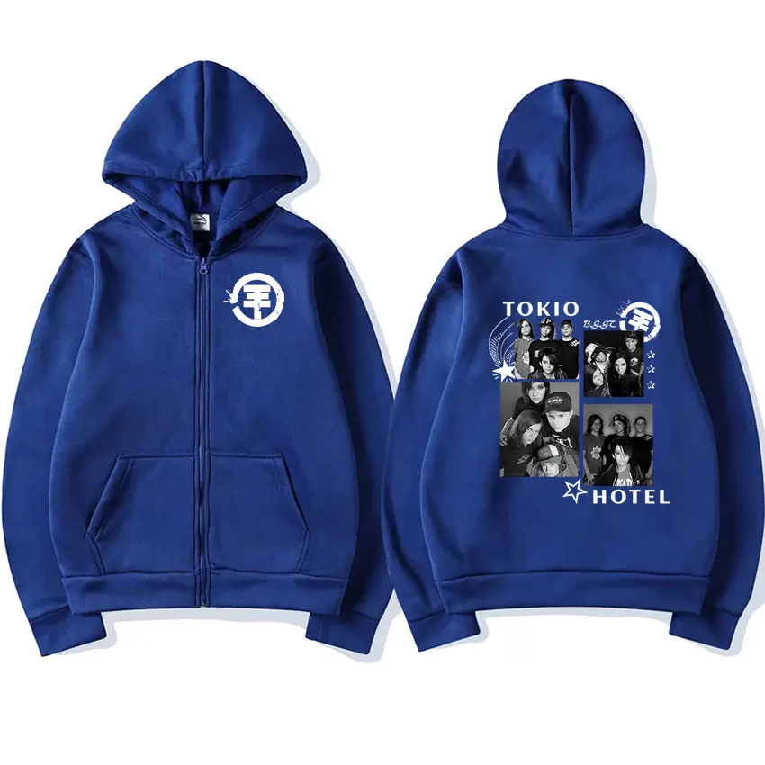 Punk Rock Band Tokio Hotel Beyond The World Tour 2023 Zipper Hoodie Men Women Fleece Zip Up Sweatshirt Oversized Jacket Pullover