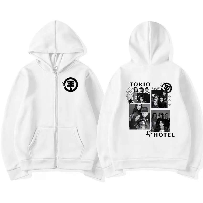 Punk Rock Band Tokio Hotel Beyond The World Tour 2023 Zipper Hoodie Men Women Fleece Zip Up Sweatshirt Oversized Jacket Pullover