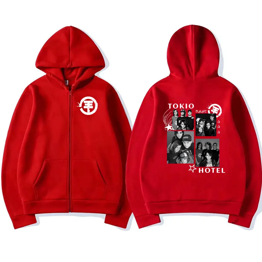 Punk Rock Band Tokio Hotel Beyond The World Tour 2023 Zipper Hoodie Men Women Fleece Zip Up Sweatshirt Oversized Jacket Pullover