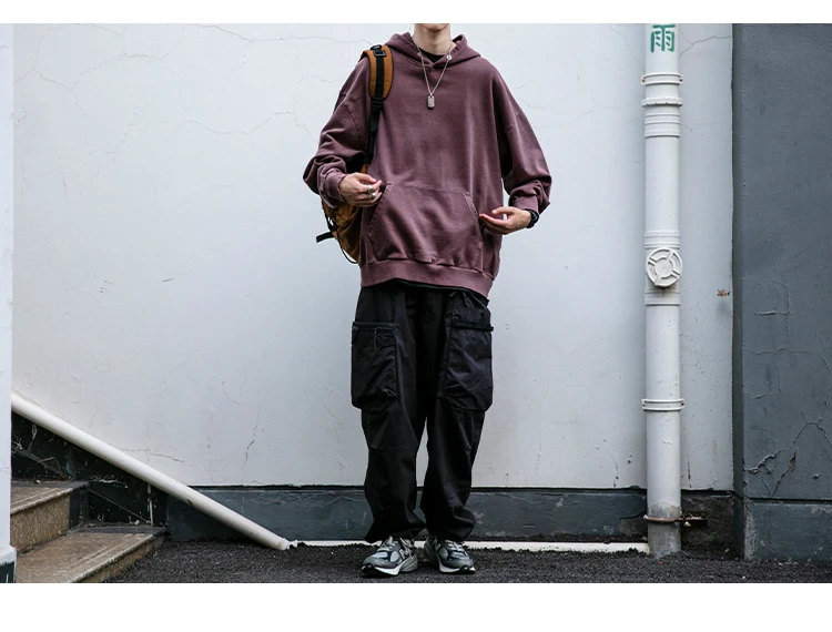 High Quality Vintage Distress Hoodies For Men Siro Spins Double Yarn Couple Sweatshirt Korean Streetwear Hip Hop Pullover Male