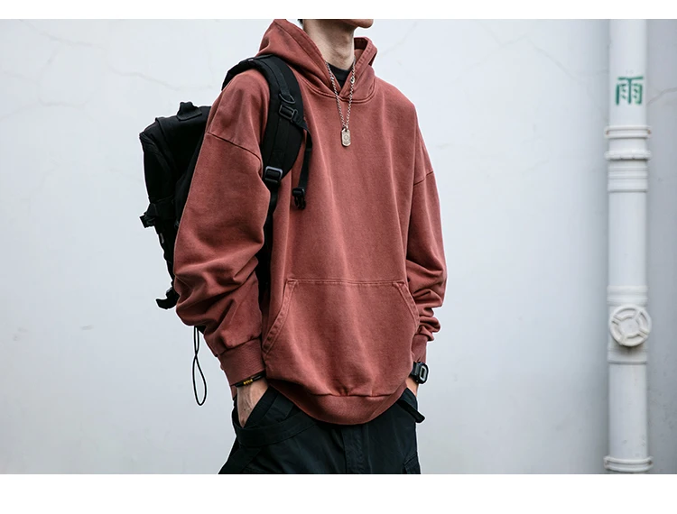 High Quality Vintage Distress Hoodies For Men Siro Spins Double Yarn Couple Sweatshirt Korean Streetwear Hip Hop Pullover Male