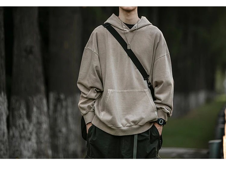 High Quality Vintage Distress Hoodies For Men Siro Spins Double Yarn Couple Sweatshirt Korean Streetwear Hip Hop Pullover Male