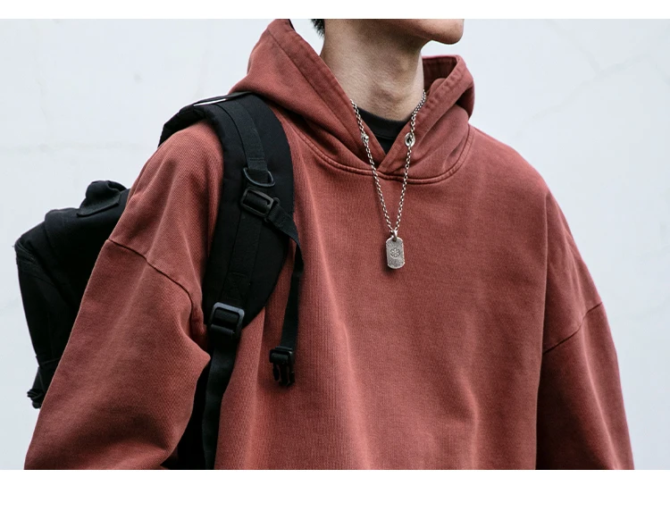 High Quality Vintage Distress Hoodies For Men Siro Spins Double Yarn Couple Sweatshirt Korean Streetwear Hip Hop Pullover Male