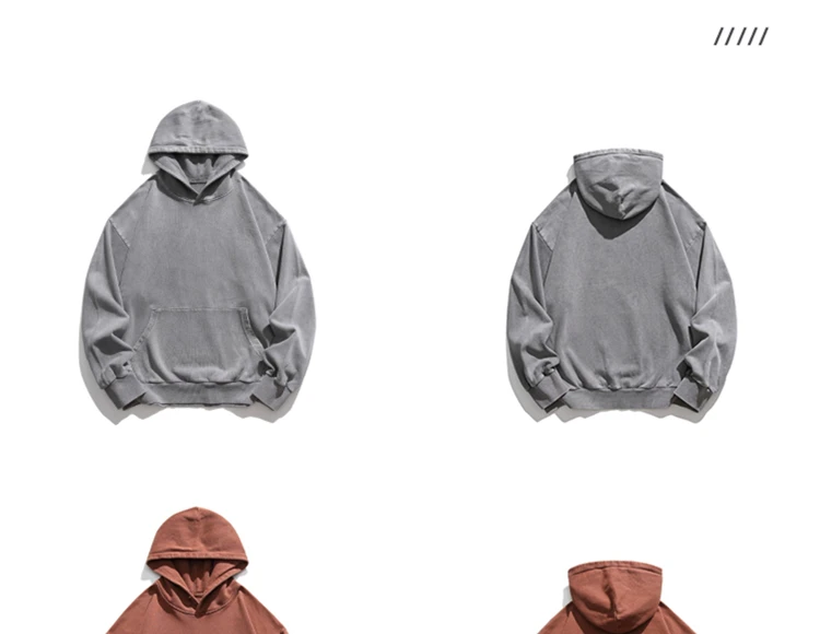 High Quality Vintage Distress Hoodies For Men Siro Spins Double Yarn Couple Sweatshirt Korean Streetwear Hip Hop Pullover Male
