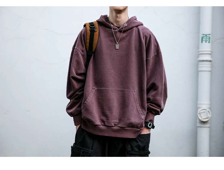 High Quality Vintage Distress Hoodies For Men Siro Spins Double Yarn Couple Sweatshirt Korean Streetwear Hip Hop Pullover Male