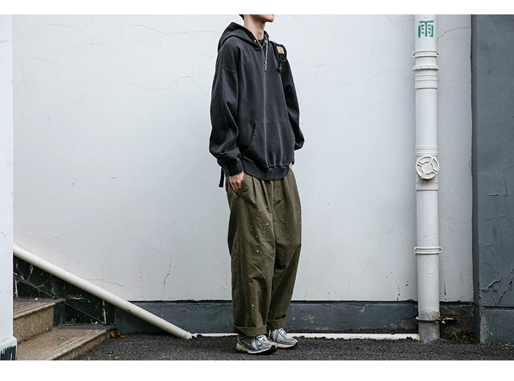 High Quality Vintage Distress Hoodies For Men Siro Spins Double Yarn Couple Sweatshirt Korean Streetwear Hip Hop Pullover Male